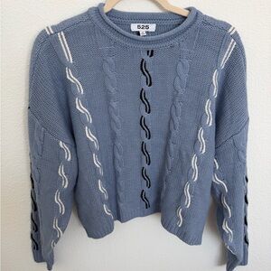 525 America Cable Knit Periwinkle Sweater Medium